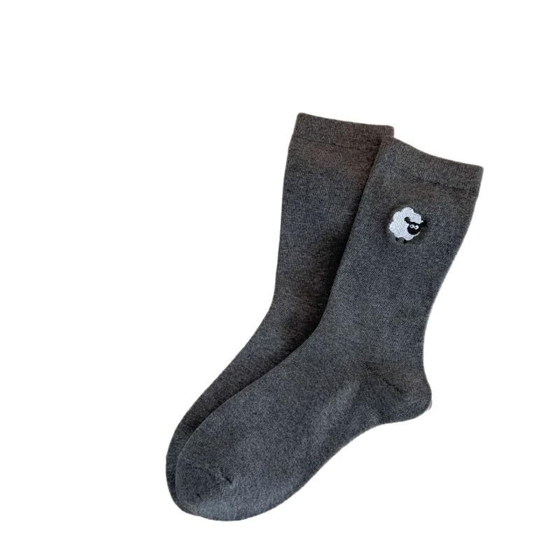 Sock Girls Autumn and Winter Cartoon Mid-calf Socks Pile Pile Socks Sheep Cute Girls Long Calf Socks
