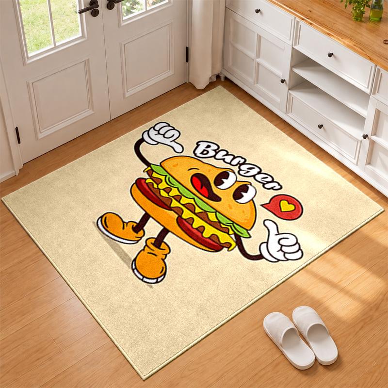 Burger Pommes Carpet Door Mat for Living Room or Bedroom Protective Mat Under Chair Office Decoration Christmas Gift Birthday Present