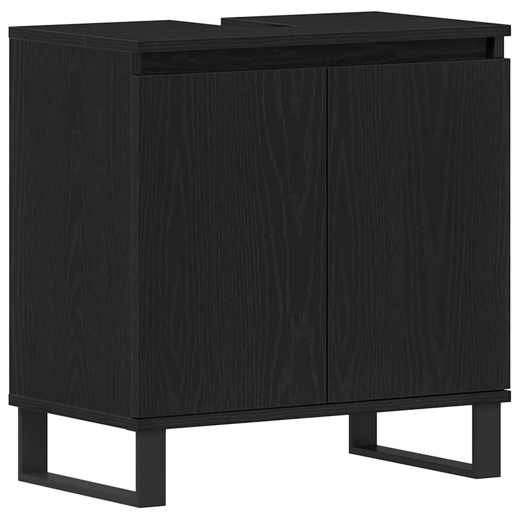 Washbasin Cabinet with Door Black Oak Effect 58 x 33 x 60 cm