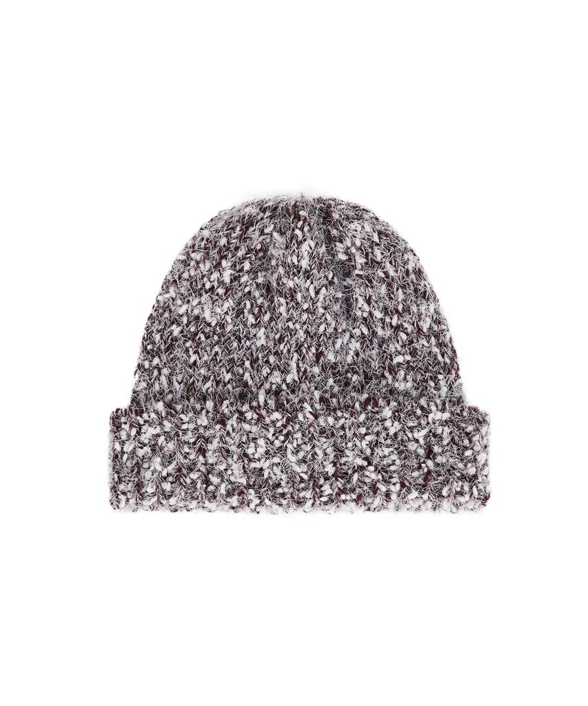 Bajal Va Brooch Heathered Knit Beanie Burgundy