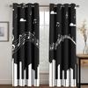 Music Notes Piano Blackout Window Curtain for Bedroom Living Room Bathroom Kicthen Door Hall Home Hook High Shading New Pattern
