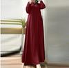 Plus Size Muslim Women's Solid Long Sleeve Loose Robe Dress