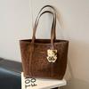 New Retro Suede Simple Top Handle Bag Fashion Leopard Print Large Capacity Shoulder Bag Comfortable and Versatile Commuter Bag