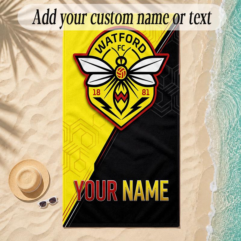 Beach TowelWatford FC Custom Name Text Personalized Soft Towel for Beach Pool Indoor Home Decor Gift