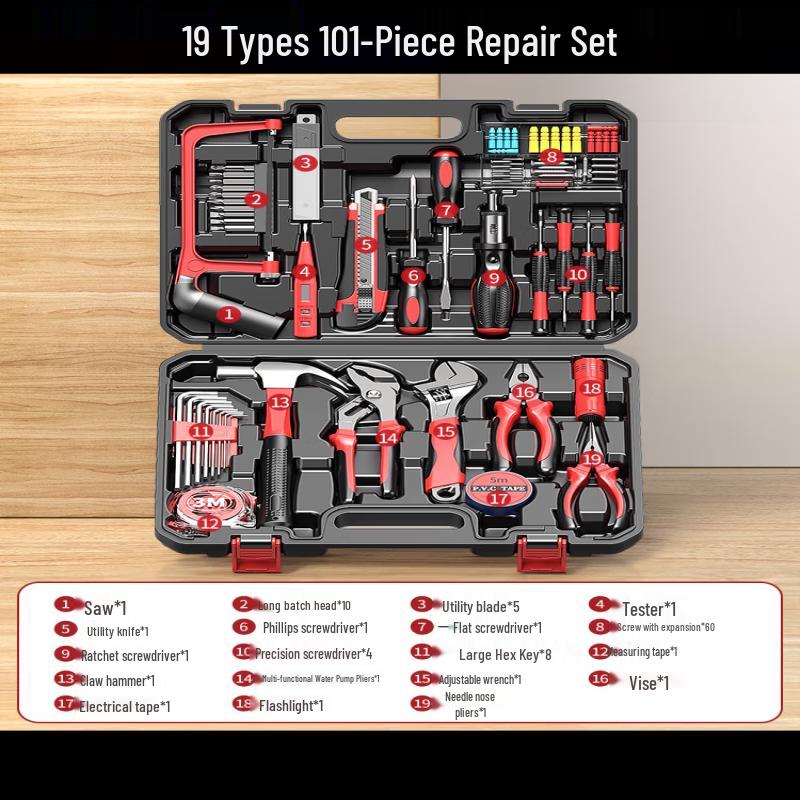 Zhanduo 101-Piece Household Tool Kit with Electric Drill CN Plug (adapter Included)