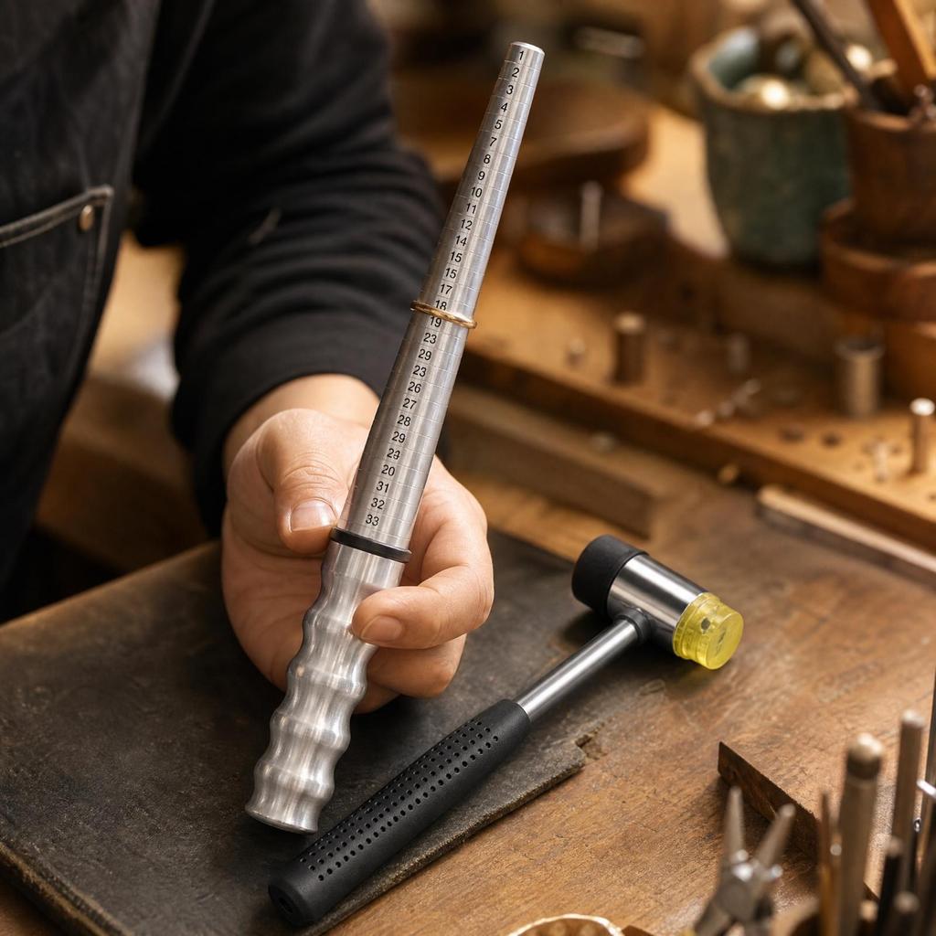 Jewelry Sizing Cone Mandrel with Rubber Mallet Professional for Home Use