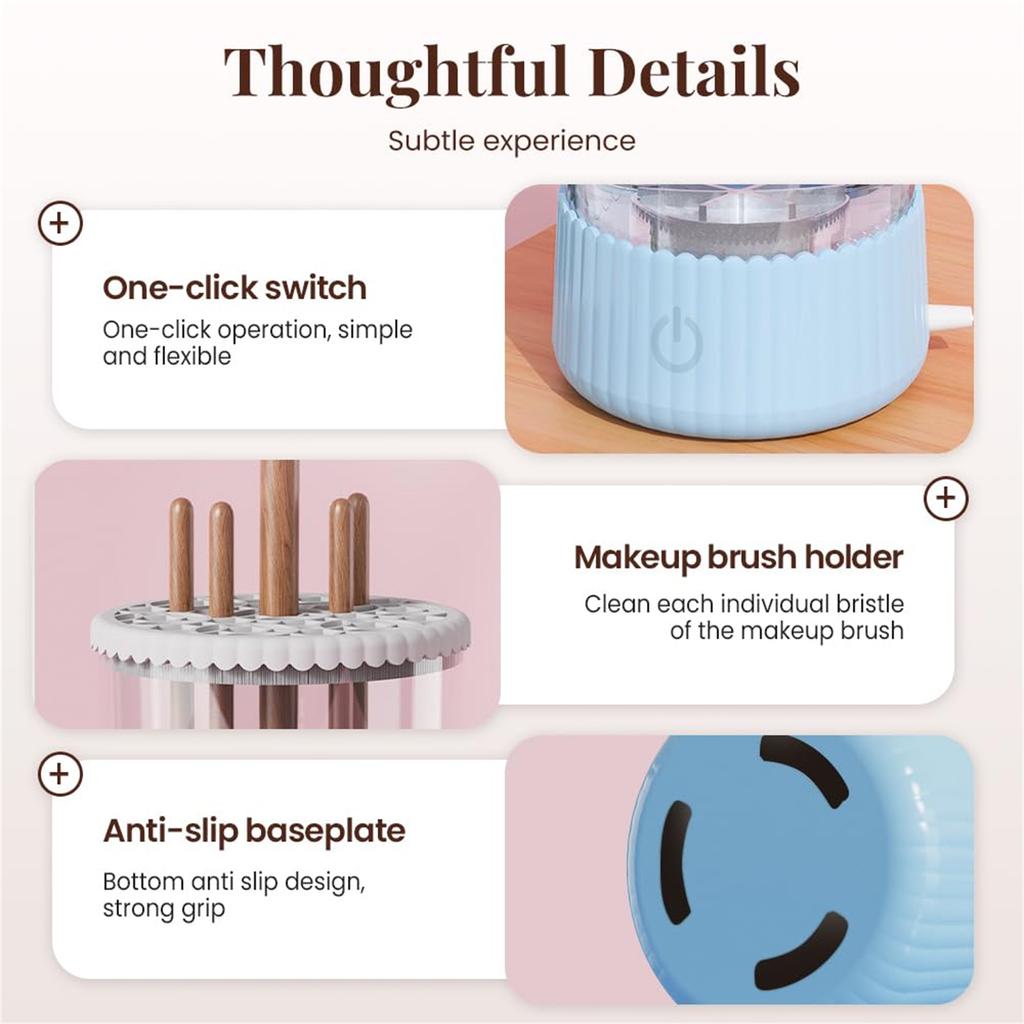 Electric Makeup Brush Cleaner Machine, Automatic Spinning Make Up Brush Washer Portable Makeup Brushes Cleanser For All Size Beauty Makeup Brushes