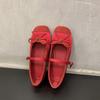 Bow splicing single shoes women's new one-button ballet flats