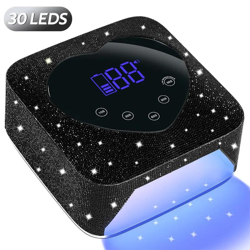 72W Cordless UV Nail Lamp Rechargeable 30 LEDs Nail Dryer UV Light Cabin Professional Nail Art Manicure Tools for Home and Salon