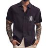 Men's Vintage Button Down Bowling Shirts Short Sleeve Summer Beach Shirt