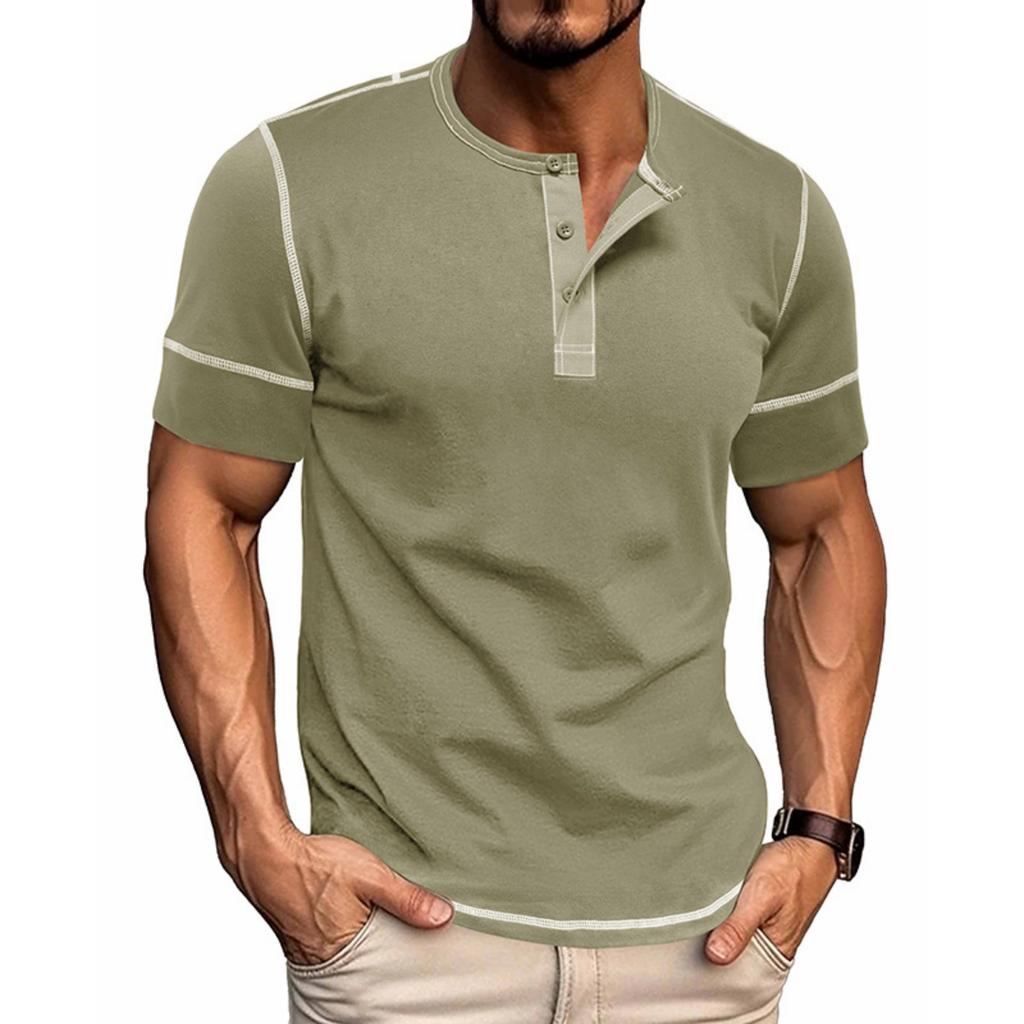 Men's Casual Color-block Sports T-shirt - Men's Round-neck Short-sleeved Top