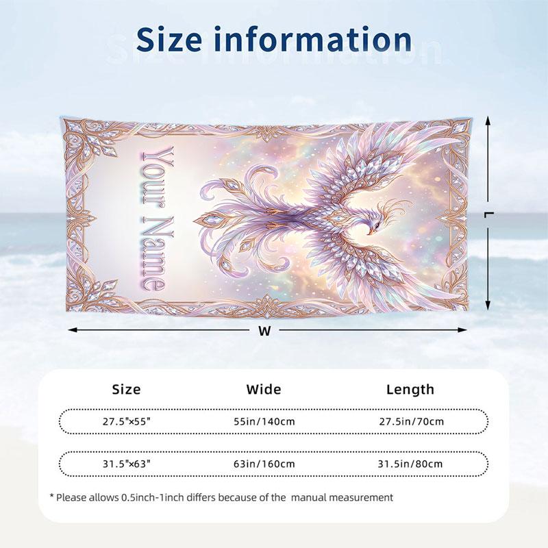 Dragon Phoenix Theme Beach Towel Personalized Custom Name & Text Soft Quick Dry Beach Towel for Swimming Travel