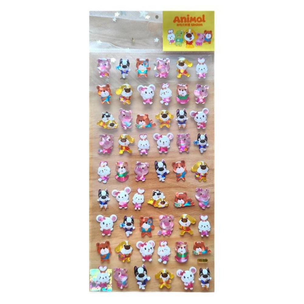 4-Piece Cute Adorable Animal Epoxy Resin Stickers - Crystal Kids' Decorative Stickers for Phones, Hand Accounts, Diaries
