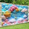 2D Happy Children's Day Photography Backdrop Knitted Cloud Star Background