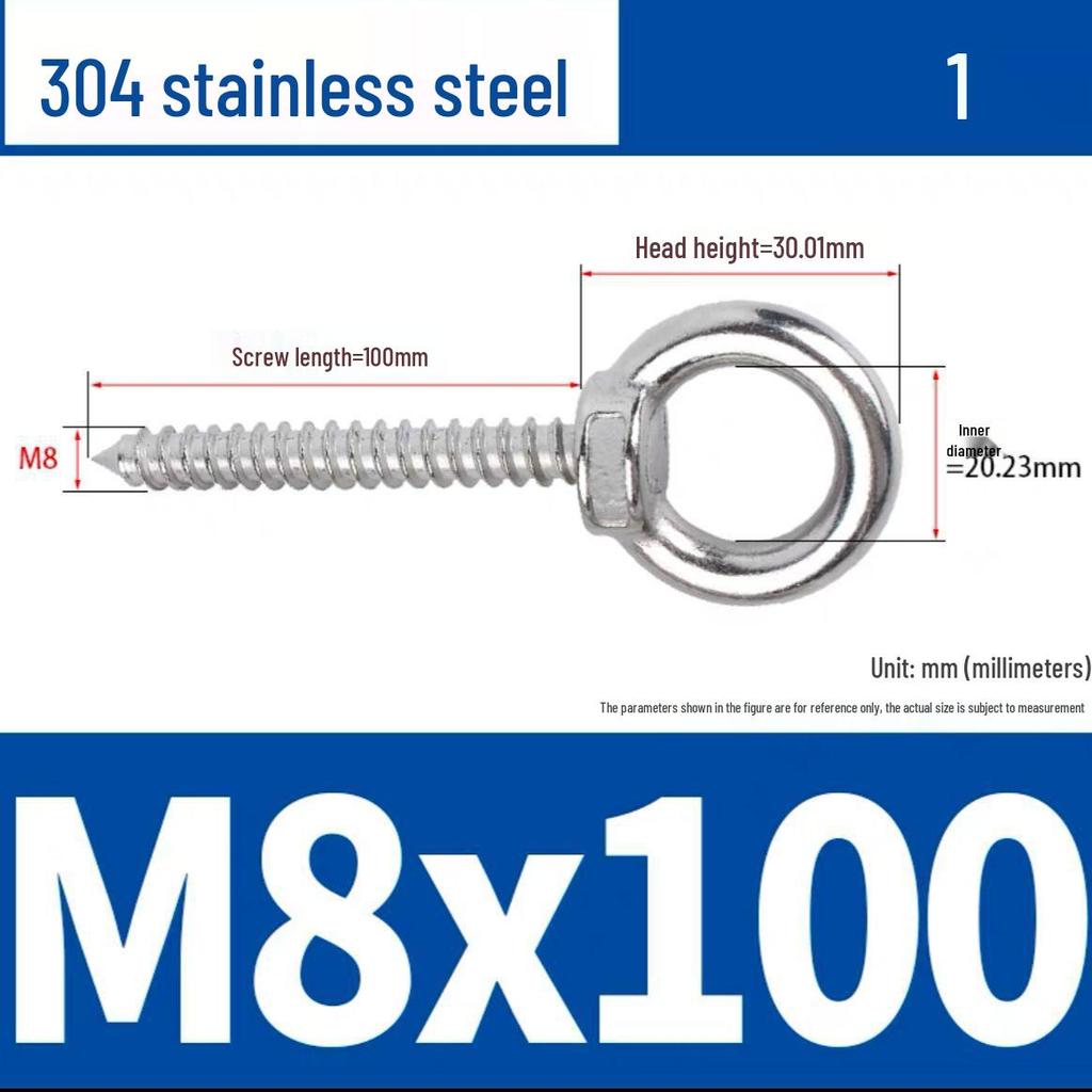 304 Stainless Steel Self-Tapping Eye Bolt with Ring Screw Hook