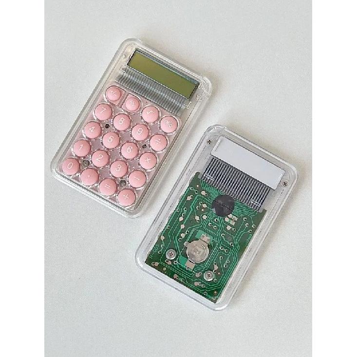 Mini Calculator 8-Digit LCD Display Transparent Portable Calculator for Students