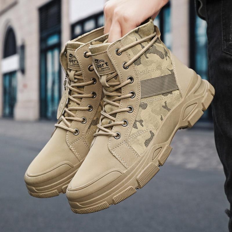 Men Camouflage High Top Sports Shoes Male Office Work Single Boots Men High-cut Winter Shoes Youth Boy Short Boots Botas Hombre
