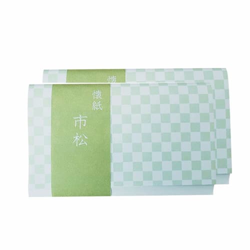Kokoro Kaishi Honpo (Kokorokaishihompo) Checkered Green Kaishi Paper for Women, 293-7-116, 2 Sheets
