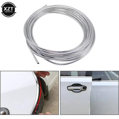 Tira Protetora de Borda de Porta de Carro em U 6M Tira Anticolisão para Para-choque Tira Decorativa Moldagem de PVC Prata DIY Auto