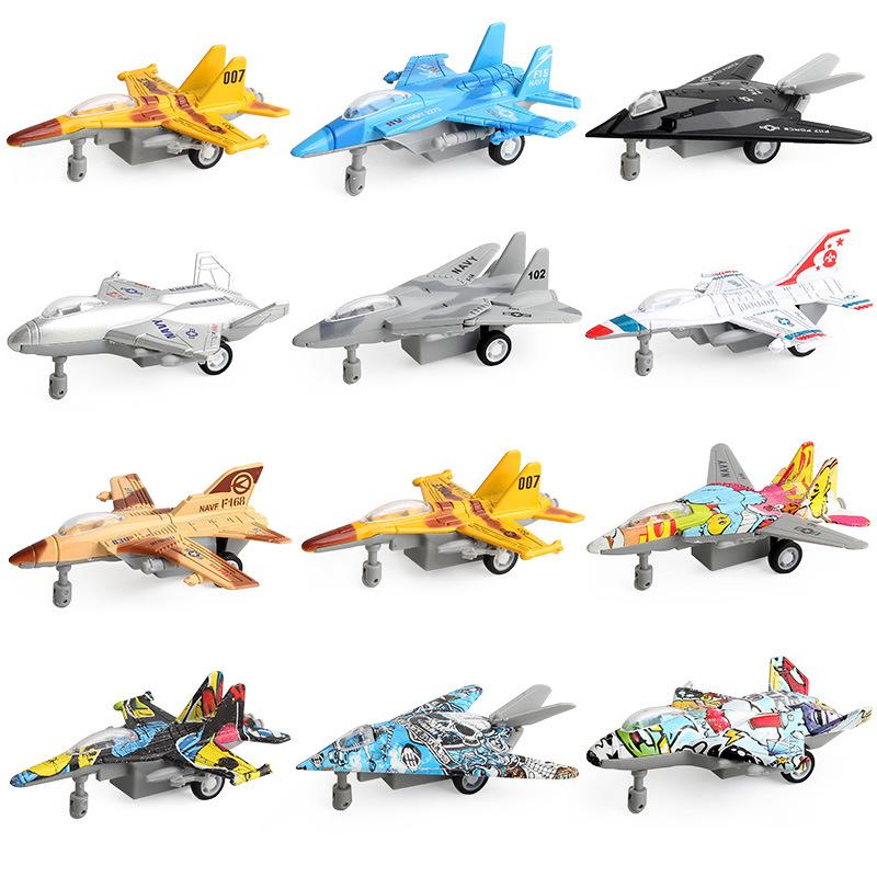 Children'S Boys Pull Back Simulation Model Aircraft, Alloy Mini Aircraft, Military Fighter Jets, Toys