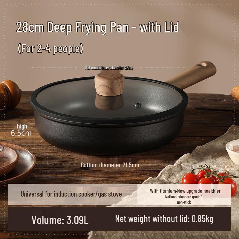 Zhishi Titanium Non-stick Wok Frying Pan with Lid