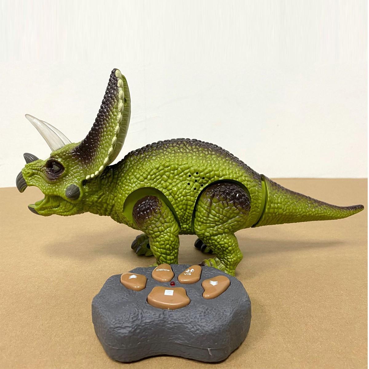 (Драгоценная память)Имитация динозавра, игрушка с дистанционным управлением, многофункциональная модель динозавра с легкой прогулкой и звучанием, коричневая/зеленая игрушка-трицера-топс One Size зелёный