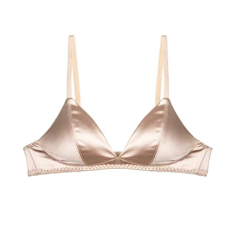 Set Reggiseno French Satinato Senza Cuciture a Triangolo con Schiena a T per Seno Abbondante, Senza Ferretto & Confortevole