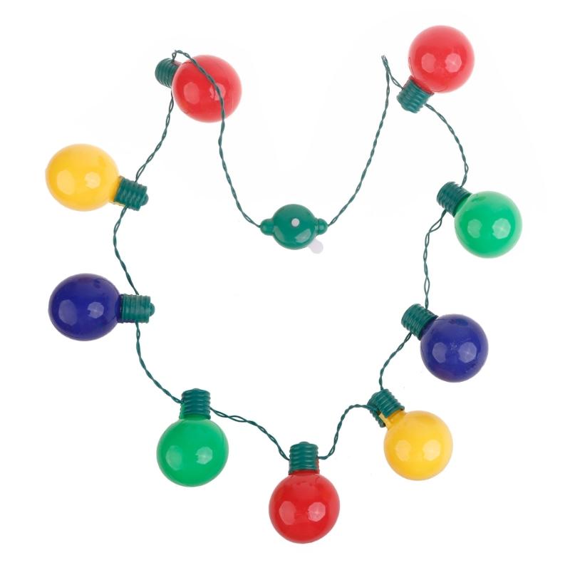Christmas Light Up Led 9 Colors LED Light Up Bulbs Necklace Christmas Bulbs Necklace for Christmas Party Favor Supplies