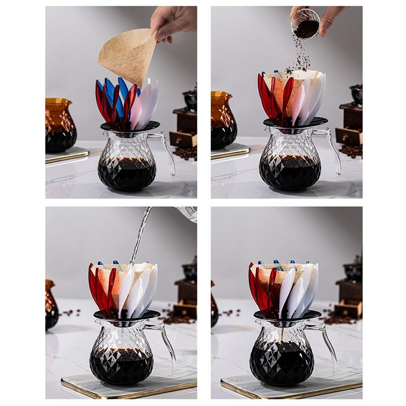 Kaffefilterkopp Passer for V60 Dryppkaffefilter Resin Vannliljeform 12 Lotusblader Avtakbar og Utskiftbar