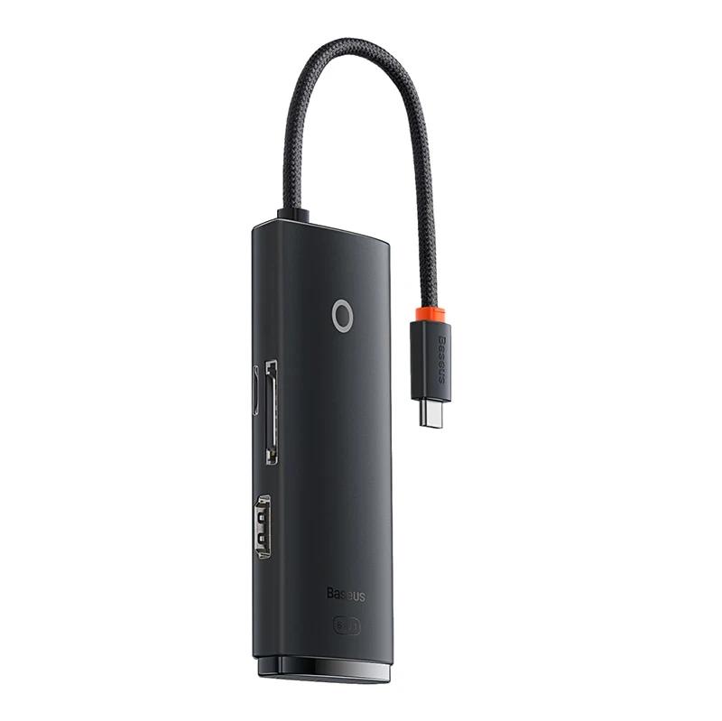 Hub 6W1 Baseus Lite Series Usb-C Do 2X Usb 3.0 + Usb-C + Hdmi + Sd/Tf (Czarny)