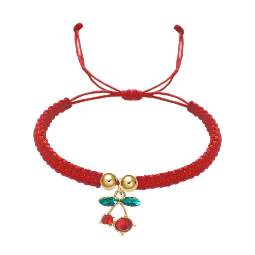 Hot Geometry Zircon Cherry Weaving Adjustable Bracelet Trendy Fashion Versatile Creative Design Couple Jewelry Gift