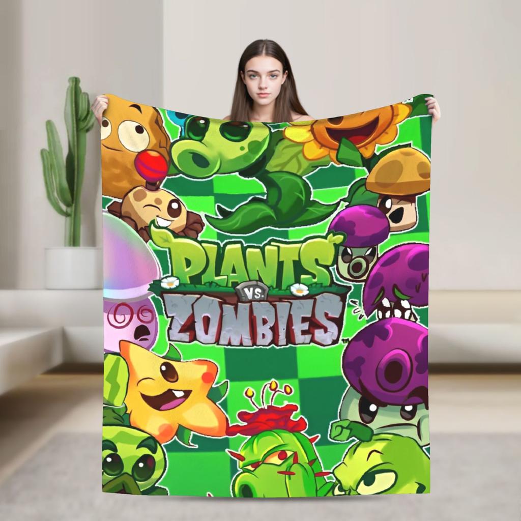 Gioco P-Plants-vs-Zombie Coperte Morbide Calde Coperta Plaid Peluche da Picnic Morbida Coperta Plaid da Divano Letto Copridivano Letto