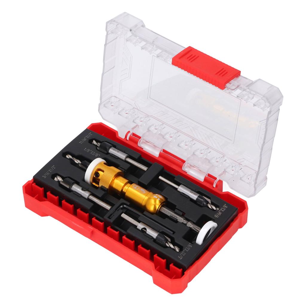 5 Pieces Countersink Drill Bits with Adjustable Depth Stop 82 Degree Screw Countersunk Drill Set for