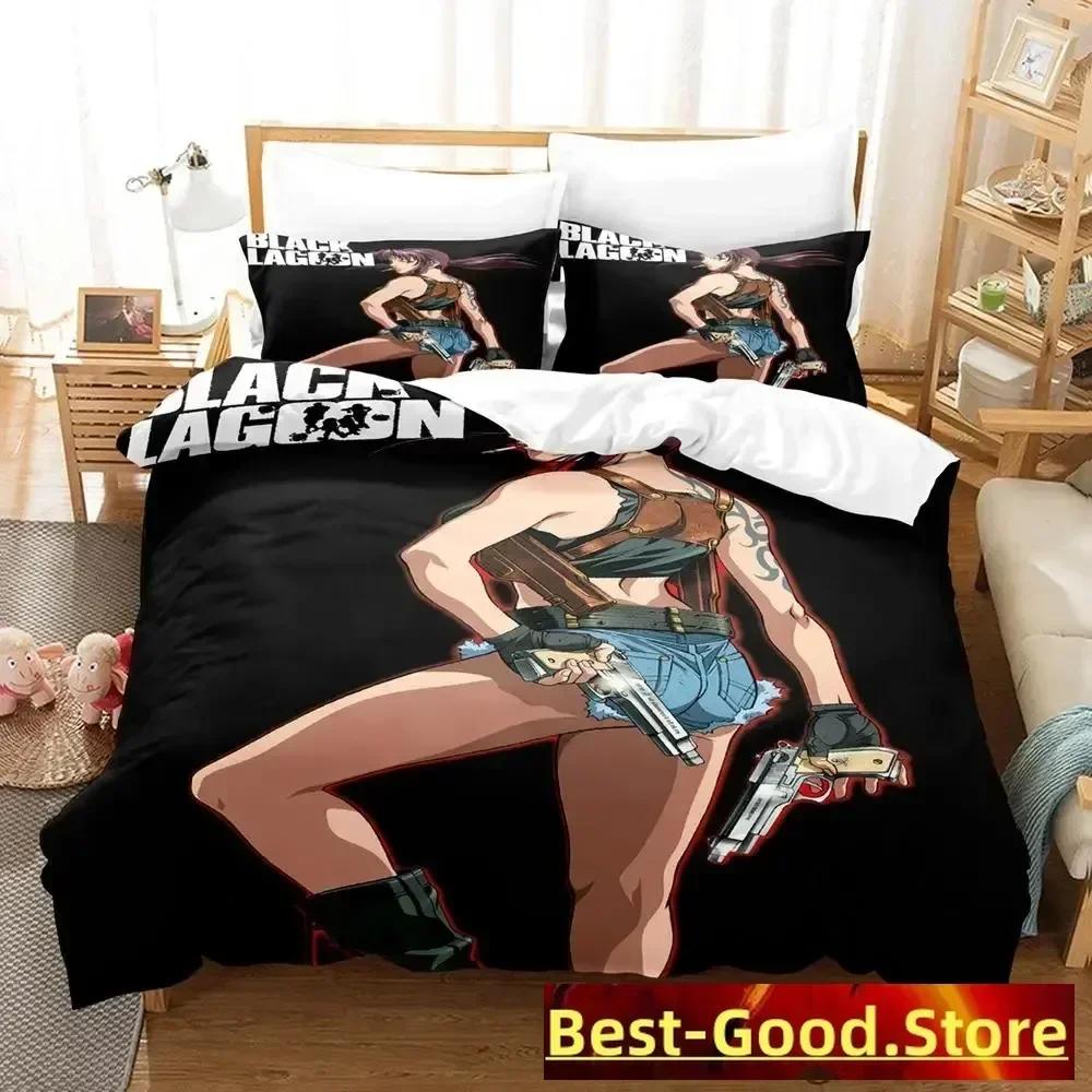 New Black Lagoon Bedding Set Duvet Cover Sheet Printed Bed Set Pillowcase Bed Full Queen King Size Comforter Bedroom
