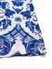 Summer Retro Style Blue & White Porcelain Print Halter Backless Split Dress
