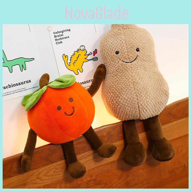 Unique Plush Persimmon And Peanut Cushion With Short Hair Material For Giftgiving And Collecting