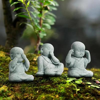 Kreativní malý nováček Ornament mnich Pryskyřice Zen figurka Řemesla Zahrada Terénní úpravy Starožitná kamenná řezba Socha Buddhy Dekorace