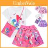 Adorable Tiktok Girls Three-piece Costume Featuring Soft Round Neck Tops And Skirt Set
