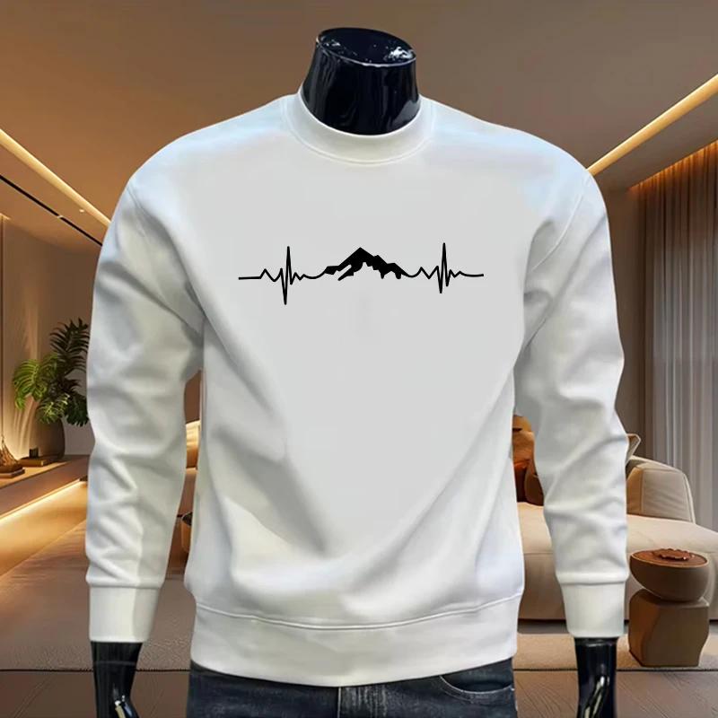 

New in Mens Sweatshirts Print Casual O-Neck Tops Outdoors Sports Jogging Mens Clothing Gym Versatile Pullover Street Sportswear 4XL білий