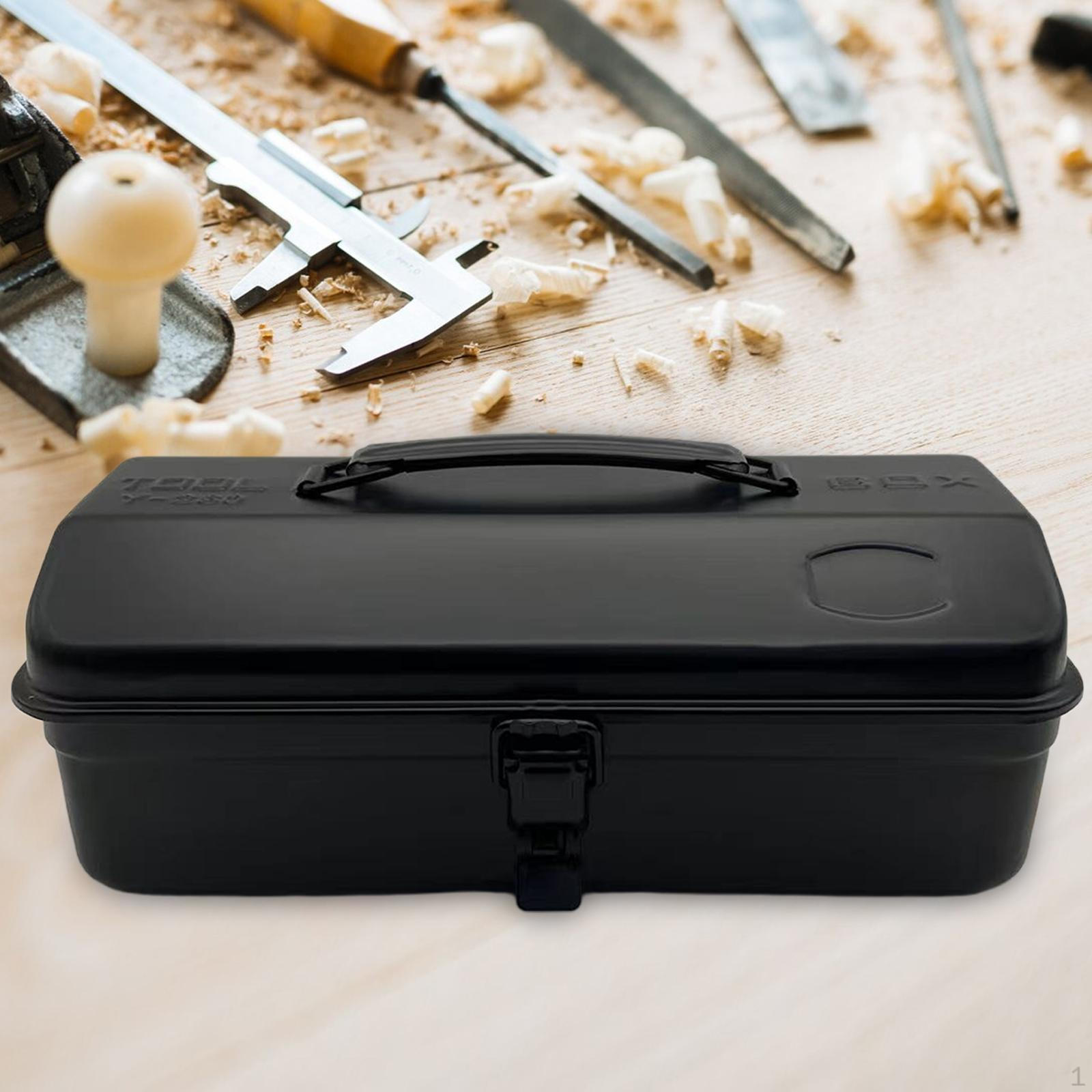 

Прочный переносной ящик для инструментов с надежным запирающим механизмом чёрный