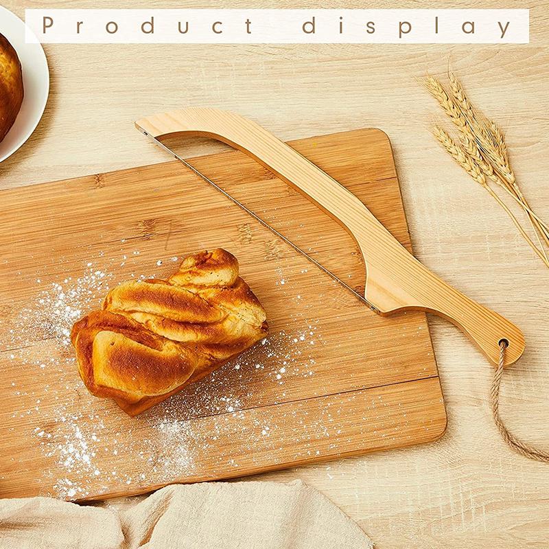 Dřevěný nůž na chleba kráječ Prémiová nerezová ocel Zoubkovaná pila Kráječ na chleba Na domácí chleba Bagely Bagety