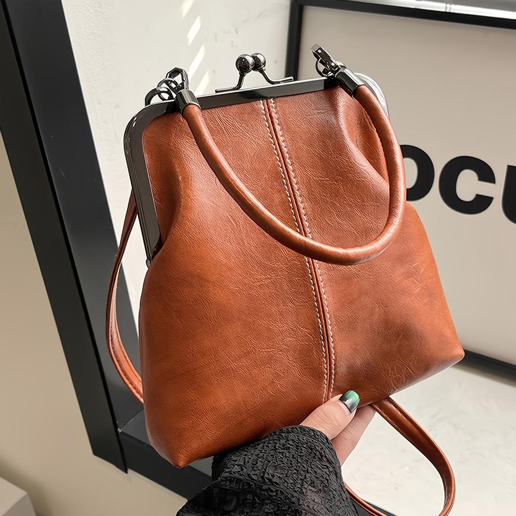 Elegant Faux Leather Handbag Vintage-Style Elegant Faux Leather Handbag Large Capacity Wallet