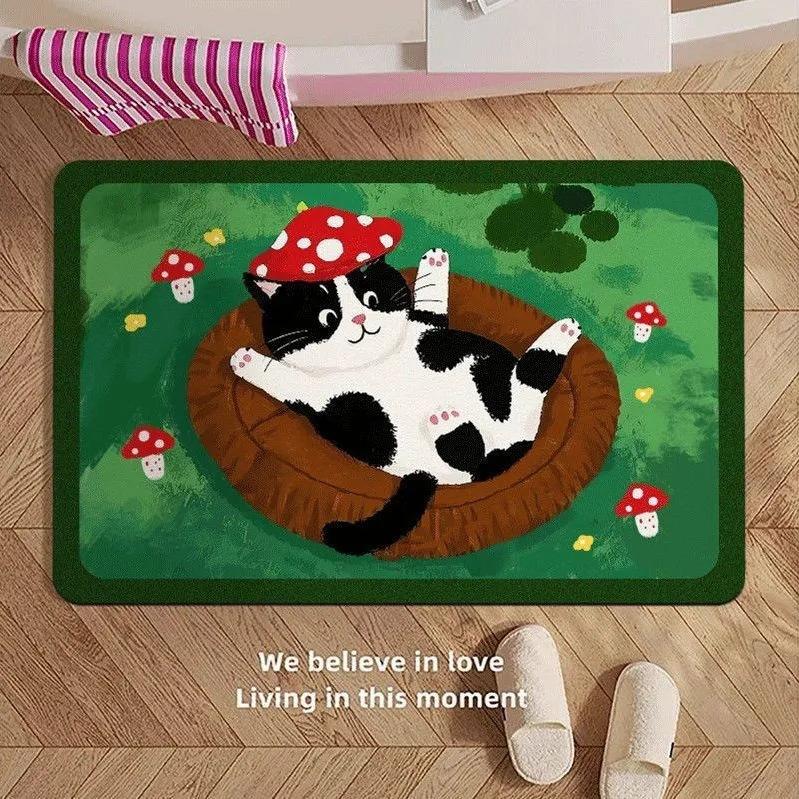 Cats Stage Party Oil Painting Art PVC Coil Doormat Cuttable Anti Slip Entrance DoorMat Dirt Sand Trapping Shoe Scraper Floor Rug