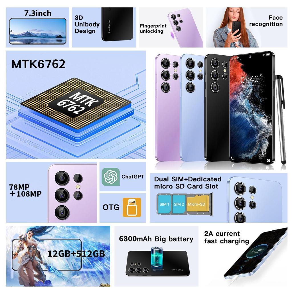 Hot-Selling S24 Ultra Smartphone 6.6\" Large Screen Android