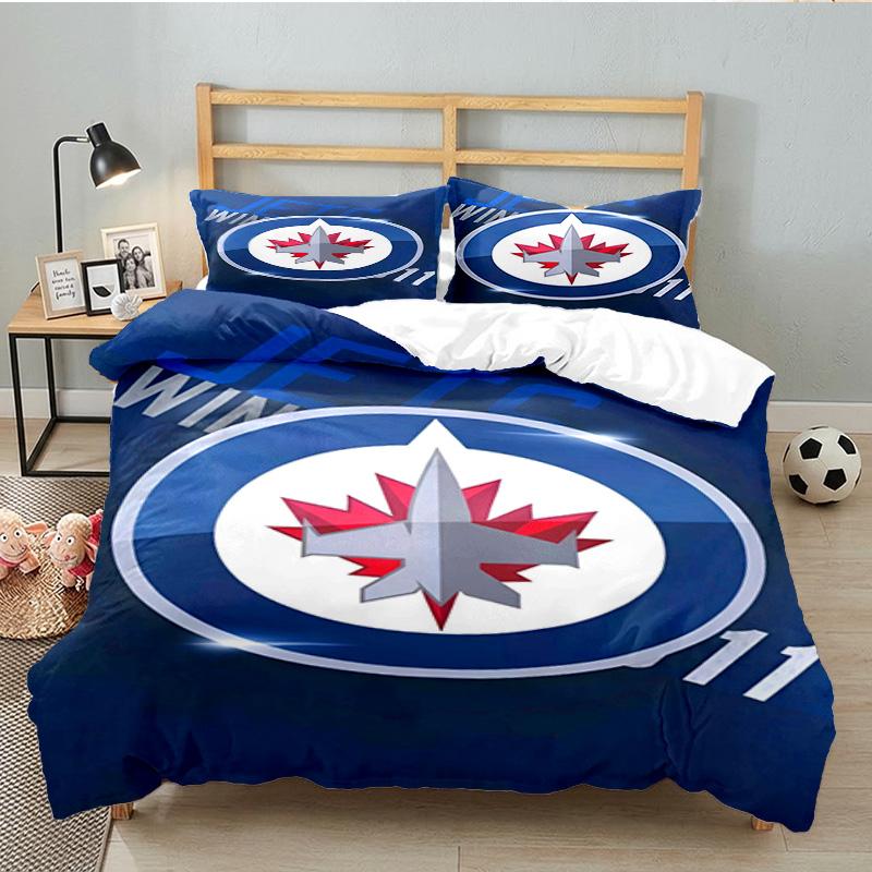 Winnipeg Crest Hockey 3PCS Bedding set,Ideal for 1pc Duvet Cover And 2pcs Pillowcases Perfect for Fan gift,Ideal for Bedroom, Dormitory