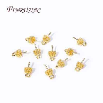 18K Gold Plated Hollow Crown Design Pearl Pendant Mounting,Beads End Caps Peg Bails,Suitable For DIY Pearl Jewelry Crafts