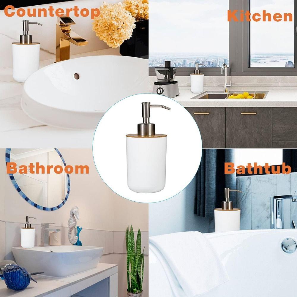 Refillable Bamboo Soap Dispenser Plastic Pump Bath Lotion Pump Jar Hand Sanitizer Bottle  Kitchen