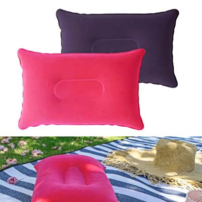 Inflatable Pillow Leak-proof Ultralight Portable Travel Flocked Surface Sleeping Cushion Outdoor Camping Hiking Beach Rectangle Air Pillow