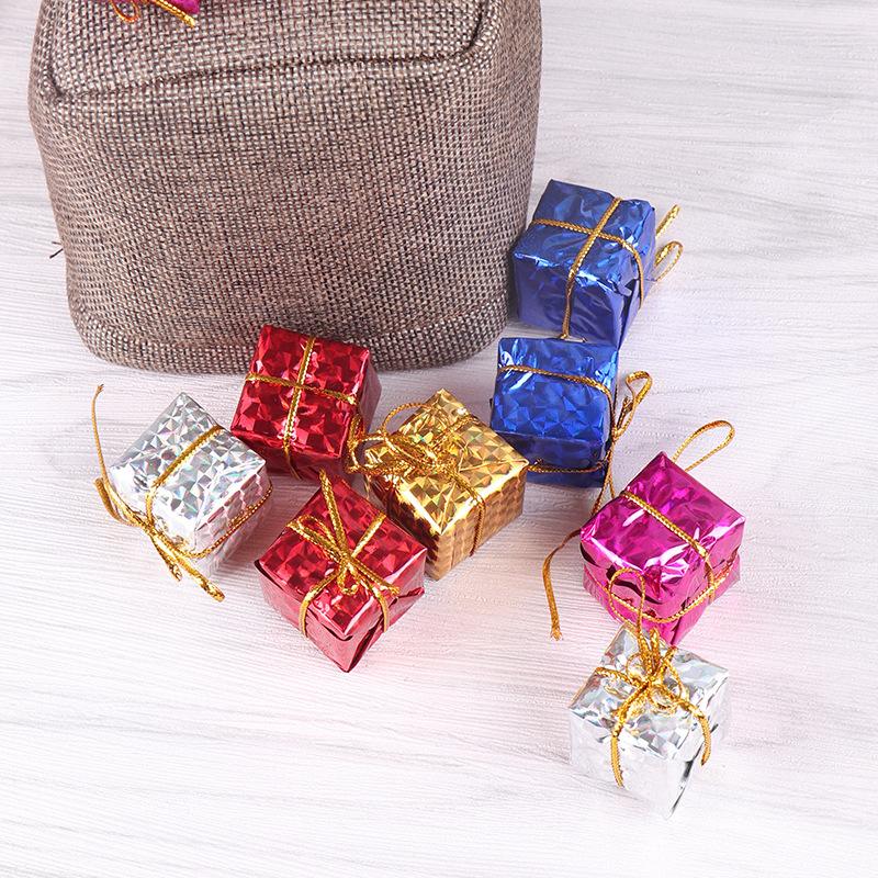 WTEMPO 4 Packs 12PCS/Pack Christmas Decorations 2.5CM Laser Small Gift Bags Christmas Decorations Creative DIY Christmas Tree Decorative Pendants