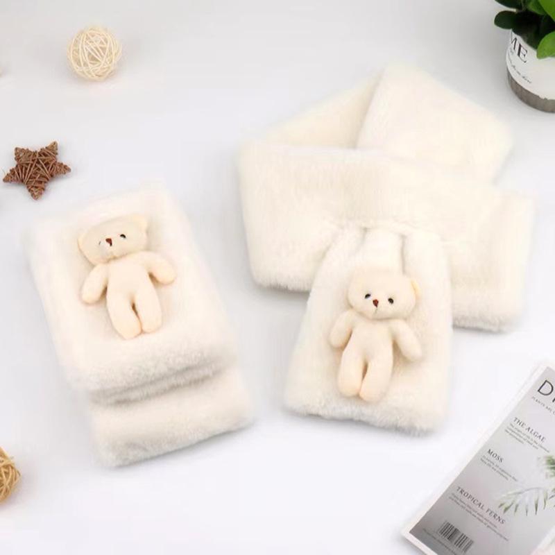 Adult Autumn Winter Korean Cute Cartoon Bear Plush Scarf Winter Warm Thick Versatile Neck Warmer